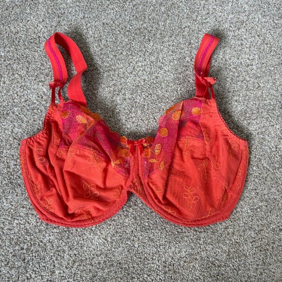 Prima Donna Bra UK 36G Orange Embroidered Flowers - Picture 3 of 10